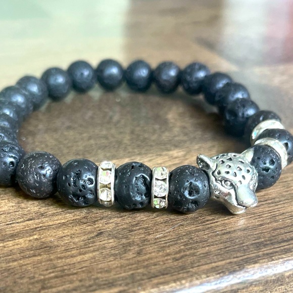 Other - Silver Leopard Real Stones Bracelet
